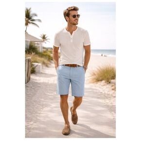 GAP 1969 Men’s Bermuda Shorts Light Blue Cotton Blend Size 35R Casual Preppy